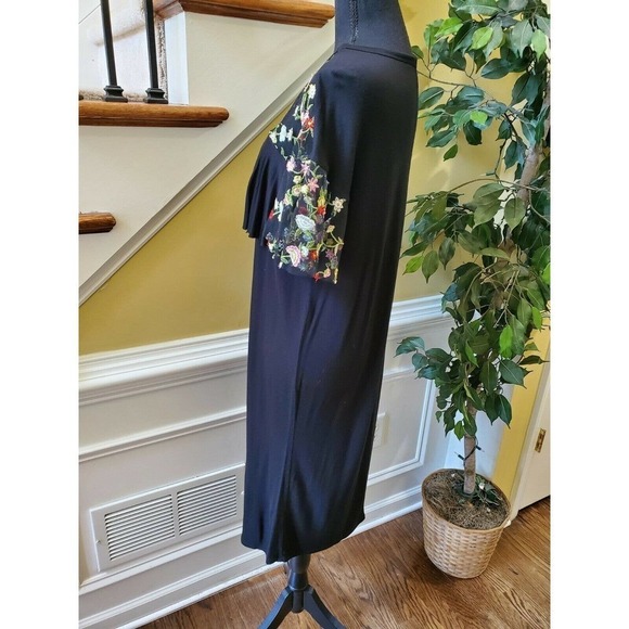 Sweet Claire Ruffle Black Mesh Floral Dress Small - Picture 5 of 9